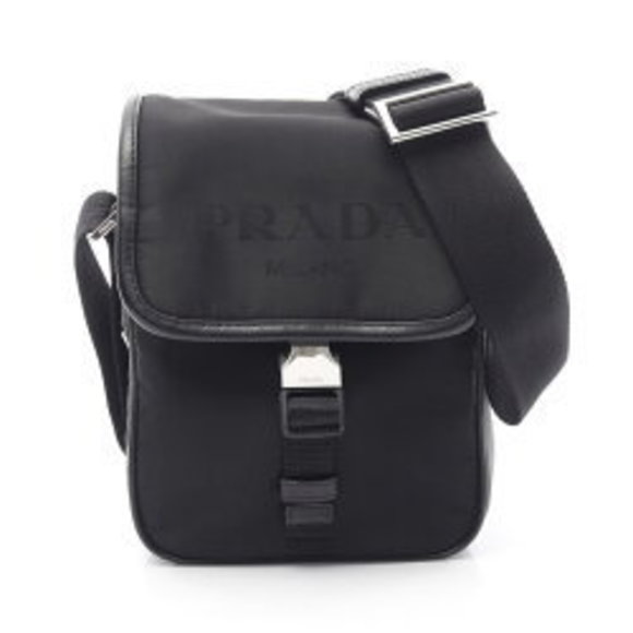Prada Re Nylon Shoulder Bag Nylon Saffiano Leather Black - Picture 1 of 7